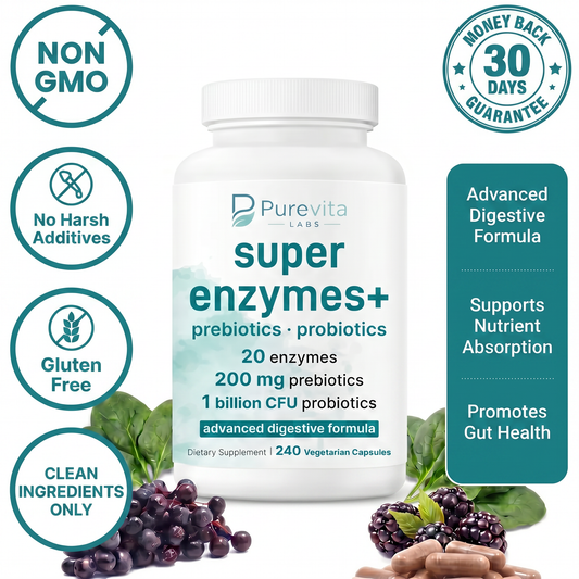 Super Enzymes + Prebiotics & 1 Billion CFU Probiotics